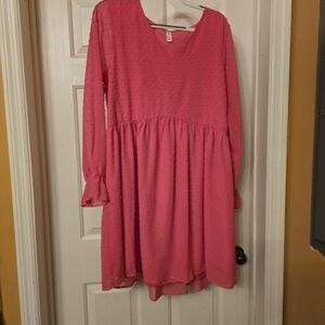 Chic Pink V-Neck Midi Dress